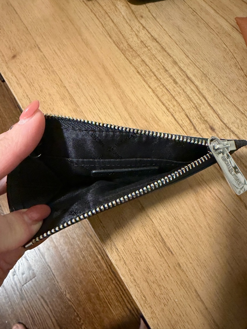 Michael Kors Black Monogram Zip Key Pouch with Silver Logo - Picture 4 of 4
